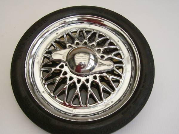 Tri-ang used laced pedal car wheel with 1 inch tyre